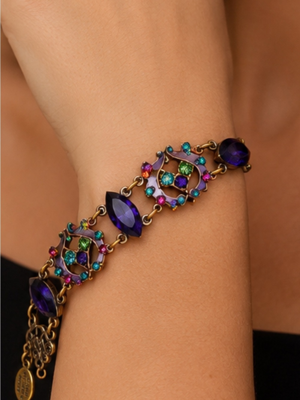 Anne Koplik Vintage Purple Crystal Bracelet with Multicolor Accents